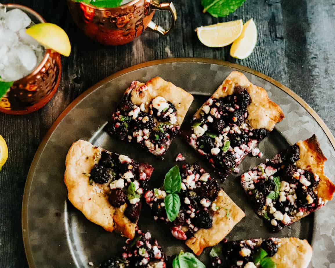 blackberry goat cheese flatbread with