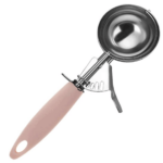 Ice cream scoop with pink handle and stainless trigger